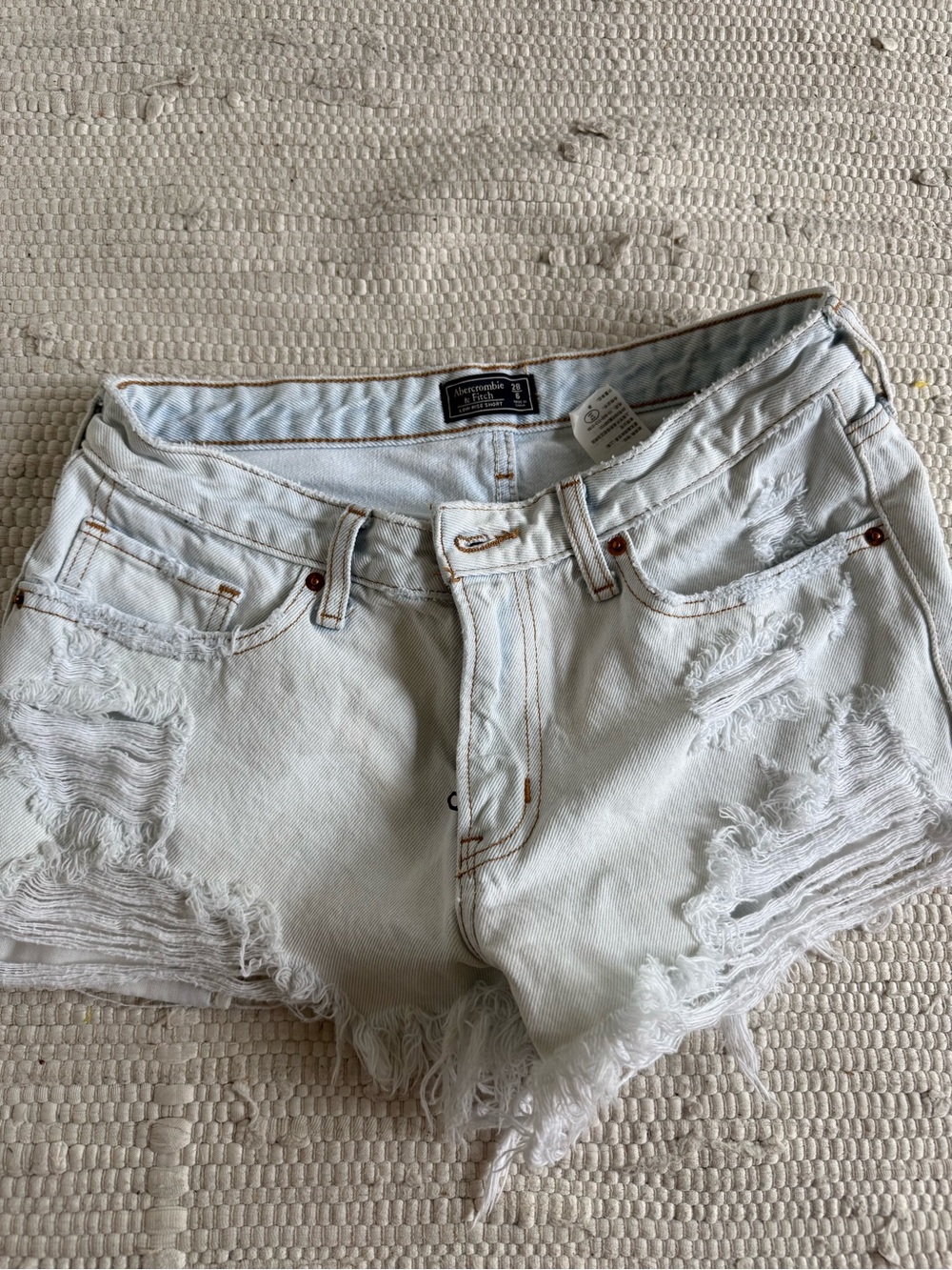 Abercrombie & Fitch Frayed Distressed Denim Shorts